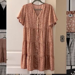 Printed V Neck Tunic Dress
